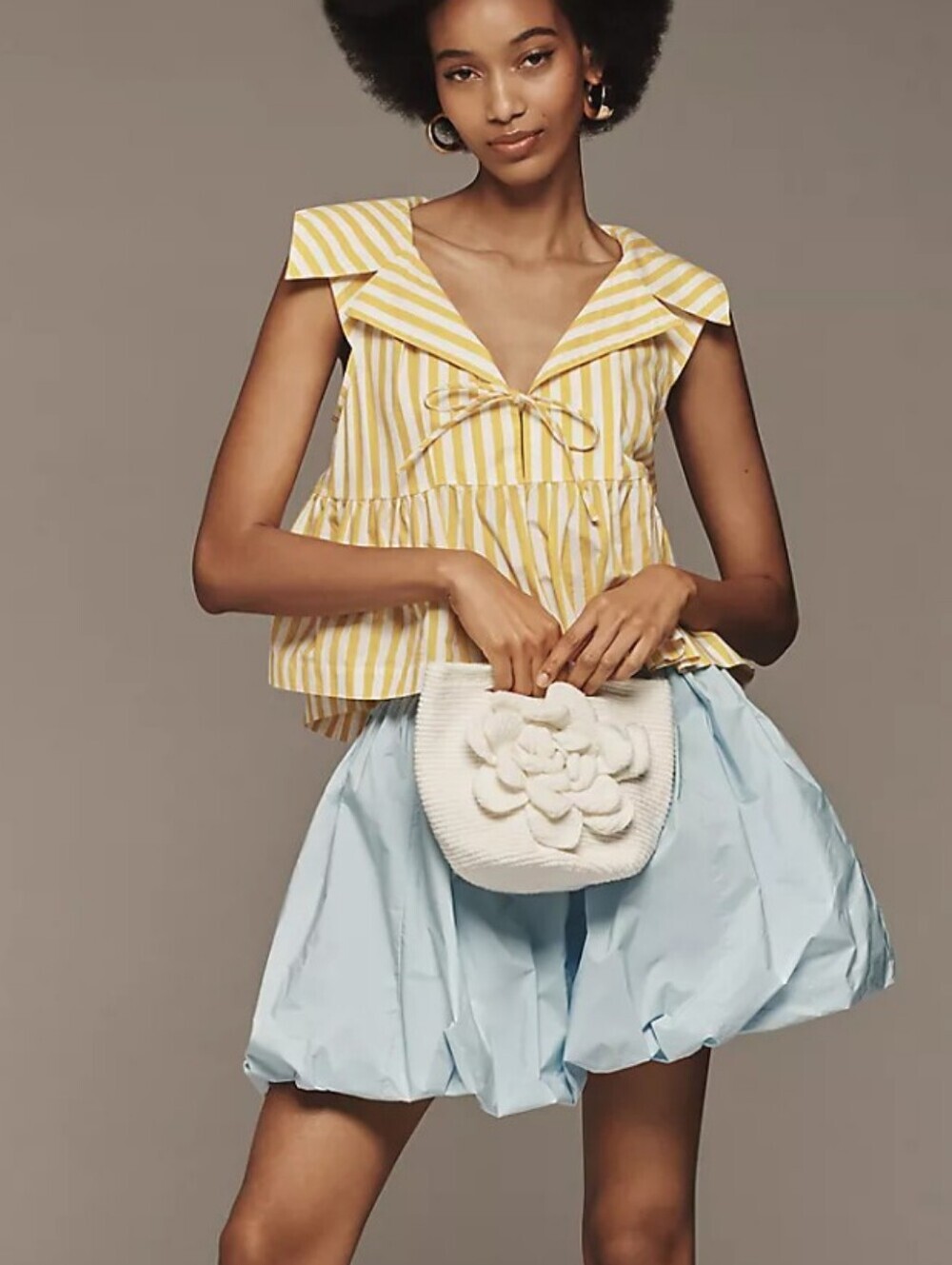 Anthropologie Yellow Striped Top * Large * NWOT